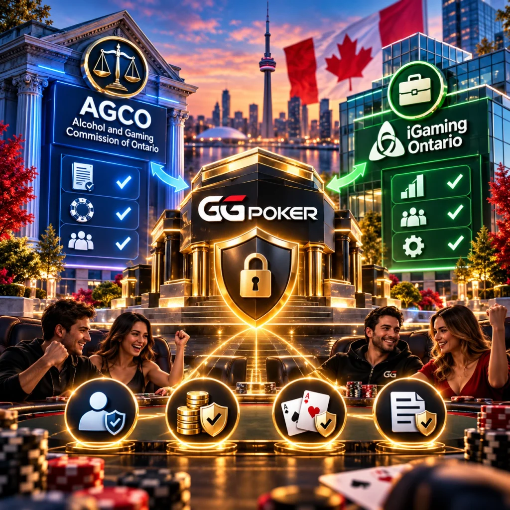 GGPoker Ontario regulatory framework with AGCO, iGaming Ontario, player protection and secure gaming environment.